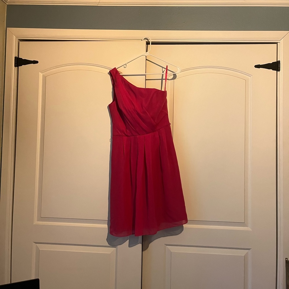 Deep pink White House Black Market one shoulder dress